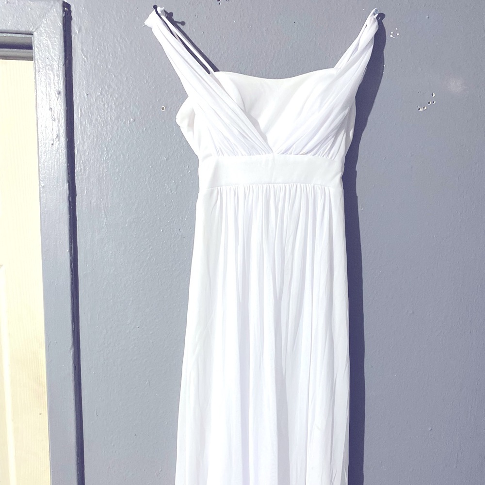 White Greek shear convertible long dress